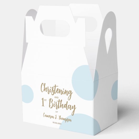 第1の誕生日《キリスト教》洗礼式や命名式ブルー男の赤ちゃんパーティー フェイバーボックス (オープン)