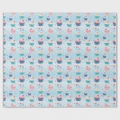 第1の誕生日 – ケーキ、キャンドル、イチゴ –  ラッピングペーパー (フラット)