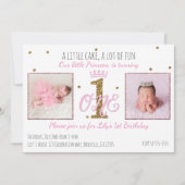 第1の1誕生日プリンセスパーティーフォト招待状 招待状 (正面)