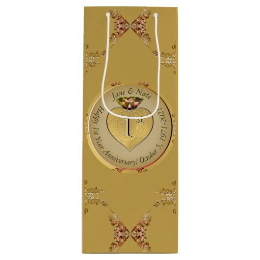 第1または50thゴールデンオークル抱き枕 ワインギフトバッグ (正面)