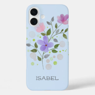 第1イニシャルプラス名イザベル(花) iPhone 16 PLUSケース