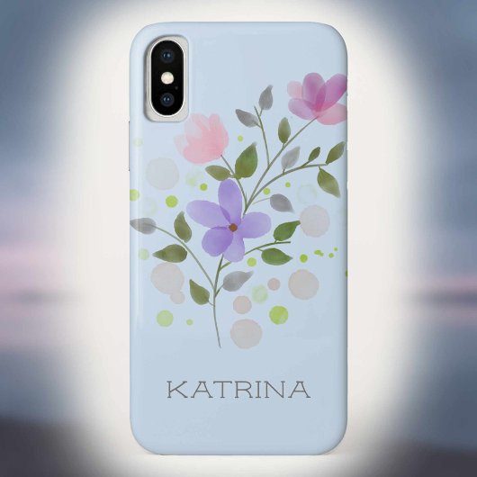 第1イニシャルプラス名カトリーナ花付き Case-Mate iPhoneケース