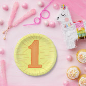 第1オレンジ黄色の最初誕生日のプレート ペーパープレート (パーティー)