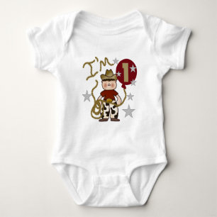 第1カウボーイ誕生日Tシャツとギフト ベビーボディスーツ