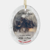 第1カスタムクリスマス新しいホームフォト通りアドレス セラミックオーナメント (右)