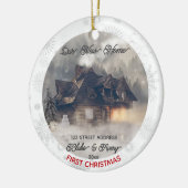 第1カスタムクリスマス新しいホームフォト通りアドレス セラミックオーナメント (左)
