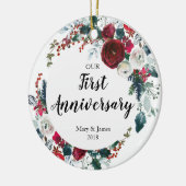 第1カップルのオーナメントのための記念日のギフト セラミックオーナメント (左)