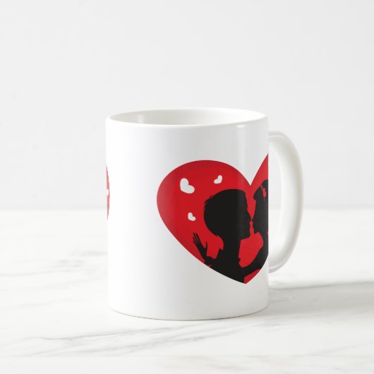 第1キス赤いハートマググ コーヒーマグカップ (正面右)