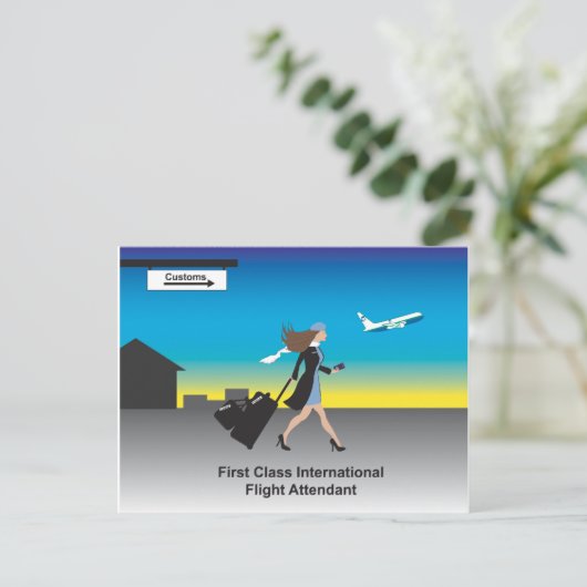 第1クラスの国際便の付き添い人 ポストカード (スタンド正面)