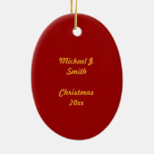 第1クリスマスの写真フレームの楕円形のオーナメント セラミックオーナメント (裏面)