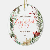 第1クリスマスの婚約したなオーナメントのギフトを包んで下さい セラミックオーナメント (左)