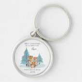 第1クリスマスの家族として3水色のベビーライオン キーホルダー (正面)