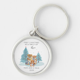 第1クリスマスの家族として3水色のベビーライオン キーホルダー
