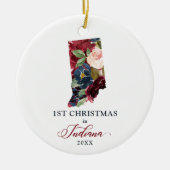 第1クリスマスインインディアナ州ホームパーソナライズされた セラミックオーナメント (正面)