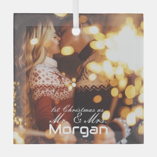 第1クリスマスカップルのガラス広場オーナメント ガラスオーナメント (正面)