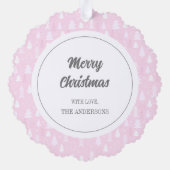 第1クリスマスガールピンク写真紙オーナメントカード オーナメントカード (裏面)