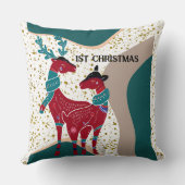第1クリスマスディアカップル北欧の雪の雹ボー クッション (裏面)