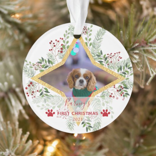 第1クリスマスペット金ゴールド&レッドオーナメント オーナメント (ツリー)