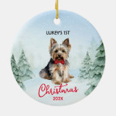 第1クリスマスヨークシャーテリアヨークシャーテリア犬 セラミックオーナメント (裏面)