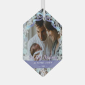 第1クリスマス生まれたばかりの親ソフトブルートーンカスタム ガラスオーナメント (正面右)