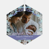 第1クリスマス生まれたばかりの親ソフトブルートーンカスタム ガラスオーナメント (裏面)