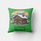 第1クリスマス結婚した2025キャビン素朴オーナメント クッション (裏面)