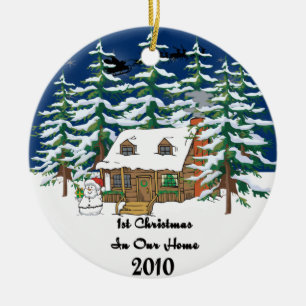 第1クリスマス2010の丸太小屋 セラミックオーナメント