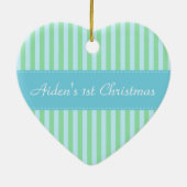 第1クリスマス: ちょうど工夫されたベビーを持つ青い鳥 セラミックオーナメント (裏面)