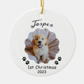 第1クリスマス、ペットパーソナライズされたクリスマスオーナメント セラミックオーナメント (正面)