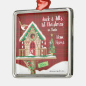 第1クリスマス、新しい家、巣箱 メタルオーナメント (左)