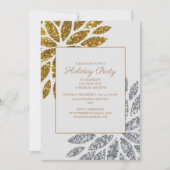 第1クリスマ結婚したスホリデーパーティー金ゴールドシルバー 招待状 (正面)