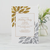第1クリスマ結婚したスホリデーパーティー金ゴールドシルバー 招待状 (スタンド正面)