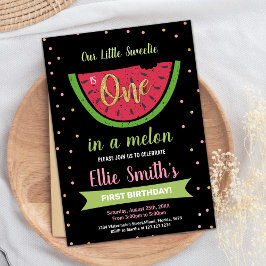 第1グリーンスイカ誕生日招待状 招待状