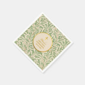 第1コミュニオングリーン葉フェイクフォイルMorris スタンダードカクテルナプキン (角)