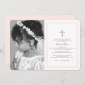 第1コミュニオンソフトピンクと写真 招待状 (正面/裏面)