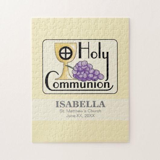 第1コミュニオンブドウとカップ、カスタマイズ ジグソーパズル (縦)