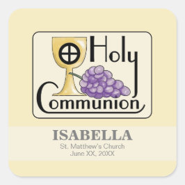 第1コミュニオンブドウとカップ、カスタマイズ スクエアシール
