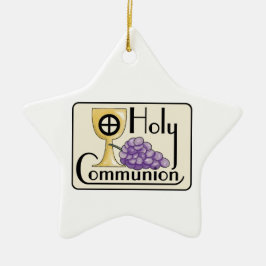 第1コミュニオンブドウとカップ、カスタマイズ セラミックオーナメント
