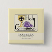 第1コミュニオンブドウとカップ、カスタマイズ 缶バッジ (正面)