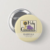 第1コミュニオンブドウとカップ、カスタマイズ 缶バッジ (正面&裏面)