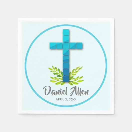 第1コミュニオンブルークロス スタンダードカクテルナプキン (正面)