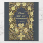 第1コミュニオンロザリオ花ヴィンテージブルー ワインラベル (シングルラベル)