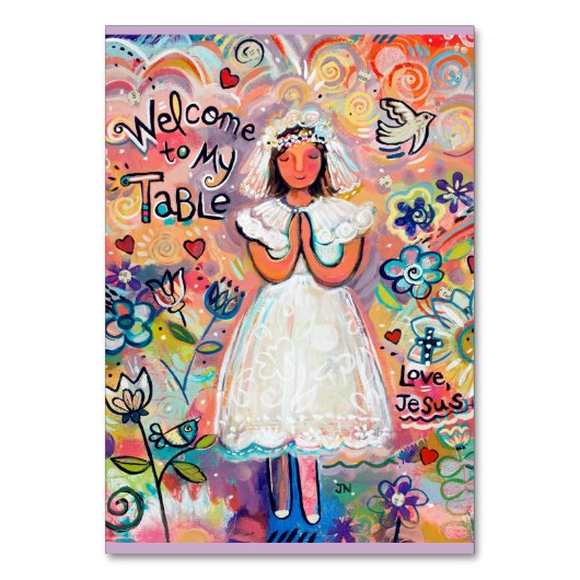 第1コミュニティのカスタマイズ可能な祈りの言葉カード テーブルナンバー (正面)