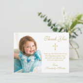 第1コミュニョシンプルン金ゴールドスクリプトのクロスフォト サンキューカード (スタンド正面)