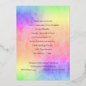 第1コミューニオンウォーターカラークロス虹 箔招待状 (裏面)