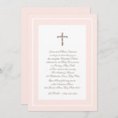 第1コミューニオンソフトピンクとブラウン 招待状 (正面/裏面)