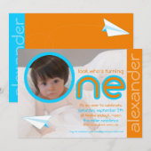 第1コンテンポラリー誕生日写真機招待状 招待状 (正面/裏面)