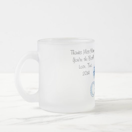 第1スケートで滑るコーチ、マグはありがとう(青い) フロストグラスマグカップ (左)