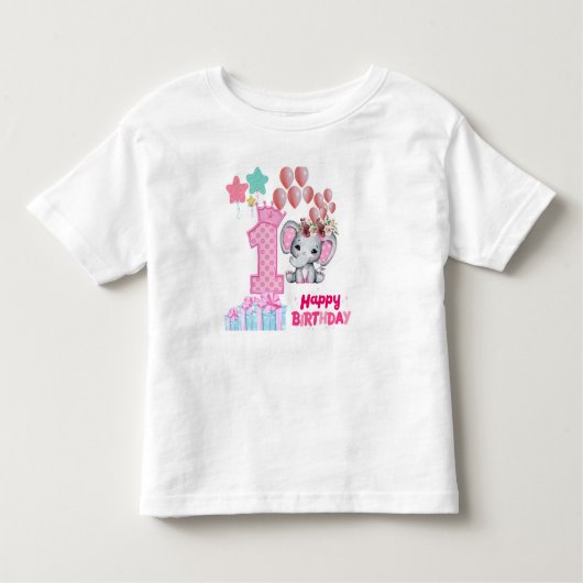 第1ハッピーバースデーTシャツベビー トドラーTシャツ (正面)