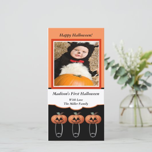 第1ハロウィンのカボチャおむつは写真カードをピンで止めます シーズンカード (スタンド正面)